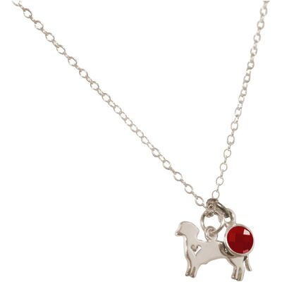 Gemshine dachshund pendant with solid red ruby gemstone