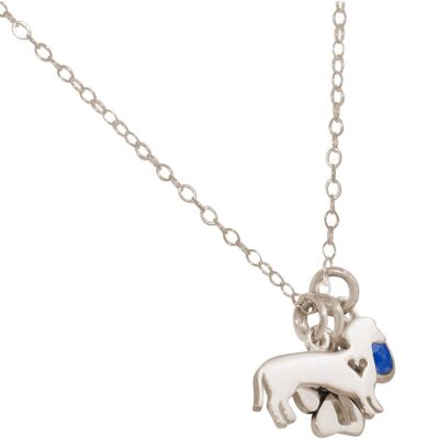 Gemshine dachshund and paw paw pendant with blue sapphire