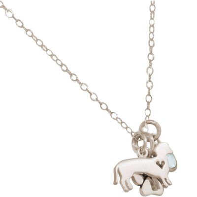 Gemshine dachshund and paw paw pendant with sea green