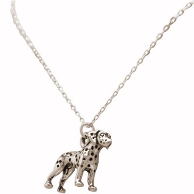 Gemshine Dalmatian 3-D dog pendant 925 silver, gold plated