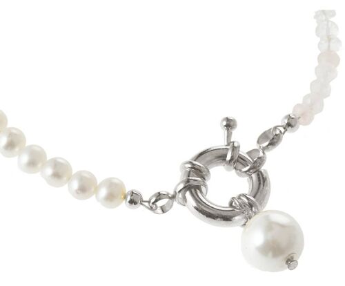 Gemshine Damen Halskette mit weißen Zuchtperlen
