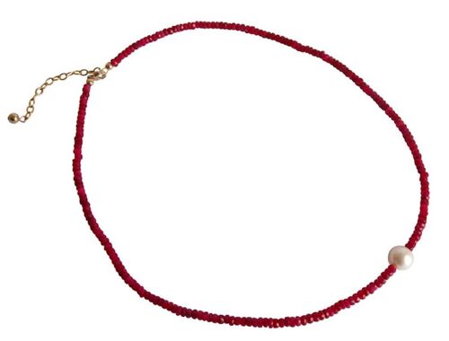Gemshine Damen Halskette Vergoldet mit roten Rubinen