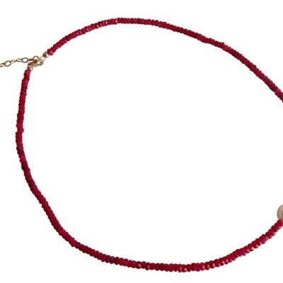 Collier Femme Gemshine Plaqué Or avec Rubis Rouges