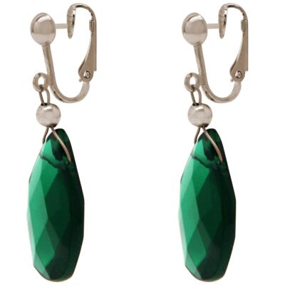 Gemshine ladies clip earrings with deep green tourmaline quartz trop