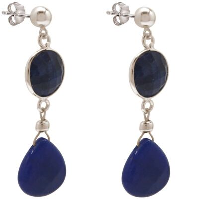 Gemshine women's earrings with blue sapphires and chalcedony