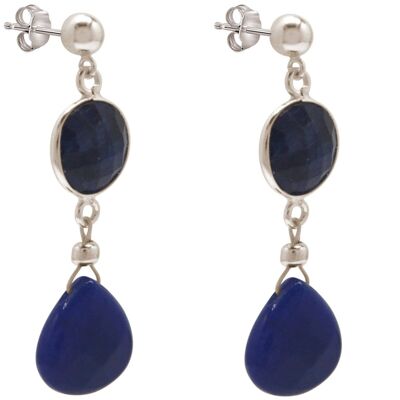 Pendientes de mujer Gemshine con zafiros azules y calcedonia