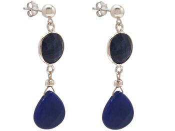 Boucles d'oreilles pour femmes Gemshine avec saphirs bleus et calcédoine 1