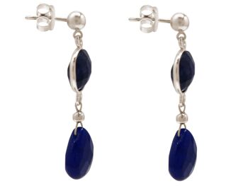 Boucles d'oreilles pour femmes Gemshine avec saphirs bleus et calcédoine 2