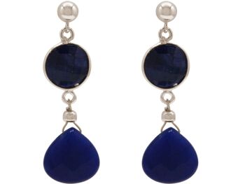 Boucles d'oreilles pour femmes Gemshine avec saphirs bleus et calcédoine 3