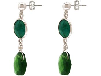 Boucles d'oreilles pour femmes Gemshine avec émeraudes vertes et tourmaline 1