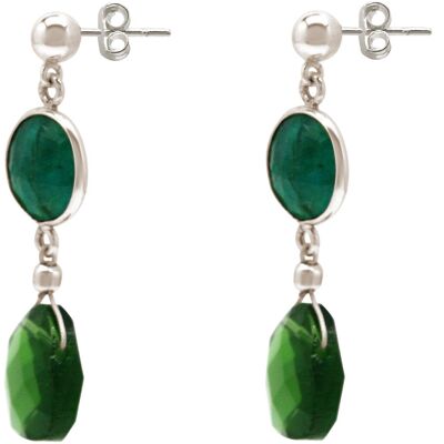 Gemshine women's earrings with green emeralds and tourmaline