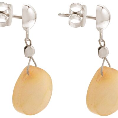 Gemshine women's earrings with coral colored jade drops