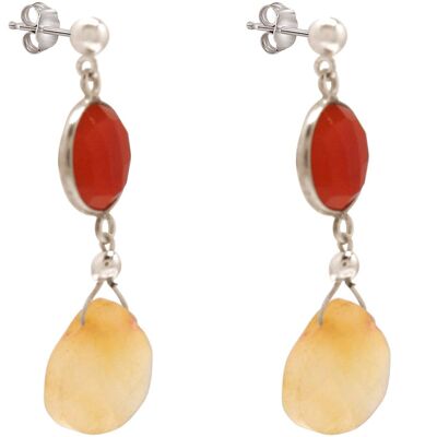 Boucles d'oreilles pour femmes Gemshine avec cornalines orange et calcédoine