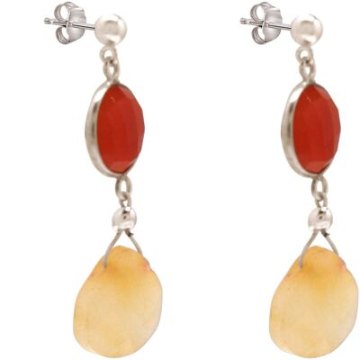 Gemshine women's earrings with orange carnelians and chalcedony