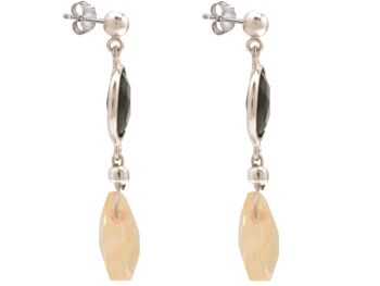 Boucles d'oreilles Gemshine pour femme avec quartz fumé et calcédoine 2