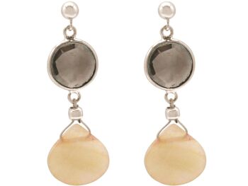 Boucles d'oreilles Gemshine pour femme avec quartz fumé et calcédoine 3