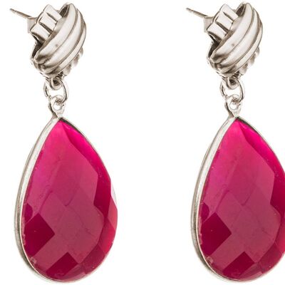 Gemshine women's red ruby gemstone drop earrings