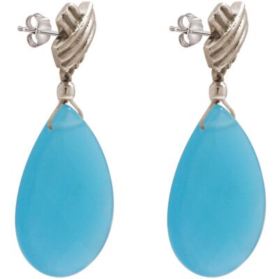 Gemshine women's earrings aqua blue chalcedony drops