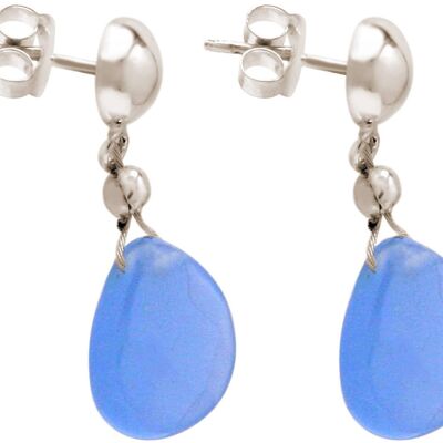 Gemshine women's earrings, smoky blue chalcedony teardrops