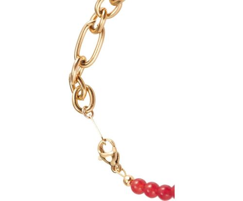 Gemshine Damenarmband Goldkette und rote Jade Edelsteine