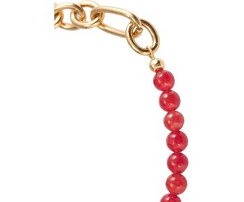 Bracelet femme Gemshine chaîne dorée et pierres précieuses de jade rouge 2