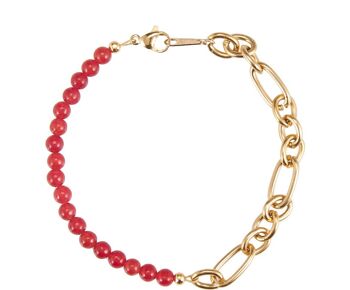 Bracelet femme Gemshine chaîne dorée et pierres précieuses de jade rouge 4