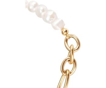 Bracelet femme Gemshine chaîne dorée et perles de culture blanches 1