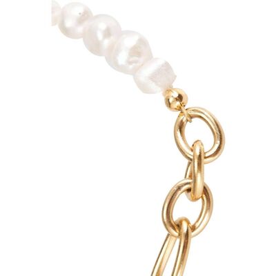Gemshine women's bracelet gold chain and white cultured pearls
