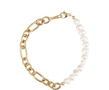 Bracelet femme Gemshine chaîne dorée et perles de culture blanches 4