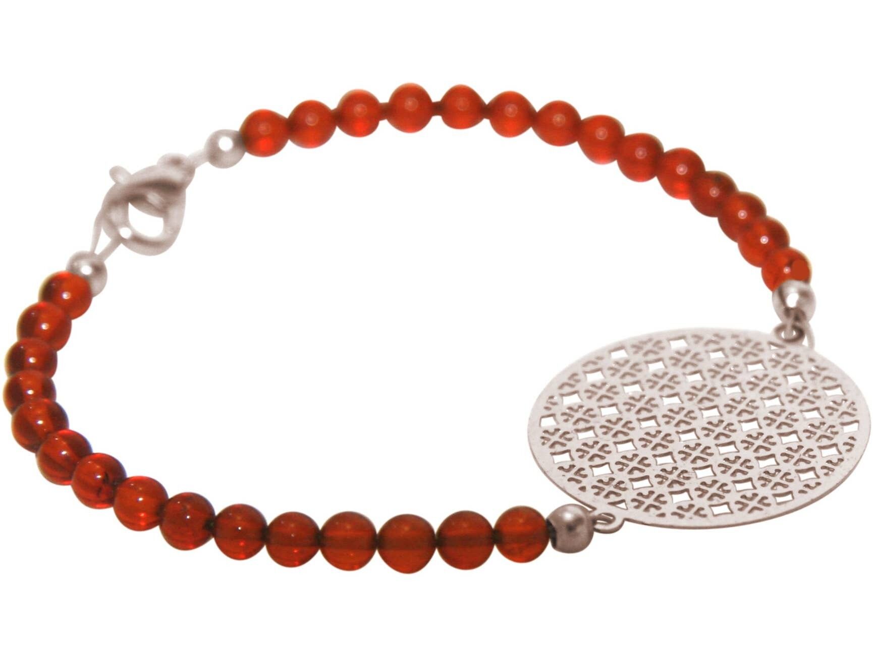 Gemshine Damenarmband: Yoga Mandala und Bernstein Silber