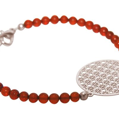 Gemshine Women's Bracelet: Yoga Mandala and Amber Silver