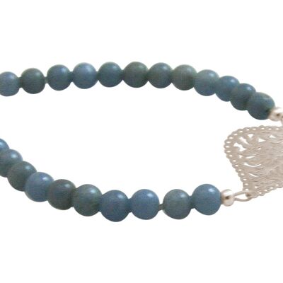 Pulsera de mujer Gemshine: mandala de yoga y aguamarina azul