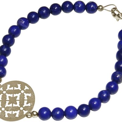 Pulsera de mujer Gemshine: mandala de yoga y piedra preciosa de jade azul