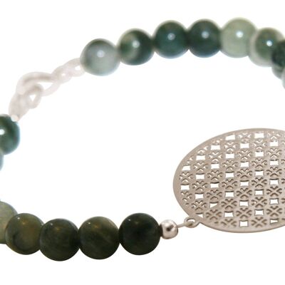 Gemshine Women's Bracelet: Yoga Mandala and Green Jade Gemstone