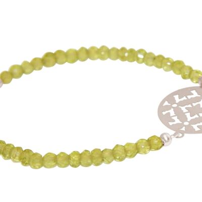 Pulsera de mujer Gemshine: mandala de yoga y periot verde