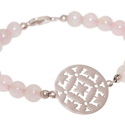 Gemshine Women's Bracelet: Yoga Mandala and Rose Quartz