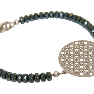 Gemshine Women's Bracelet: Yoga Mandala and Black Shimmering