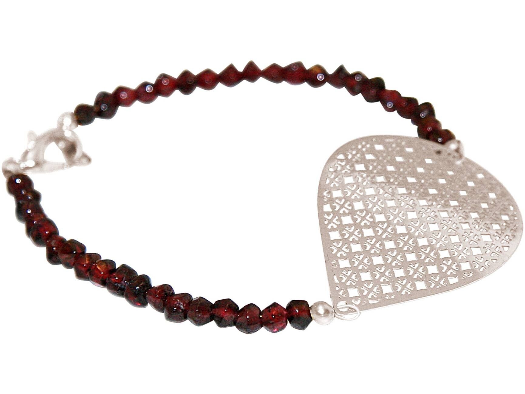 Gemshine Damenarmband: Yoga Mandala und tiefrote Granat