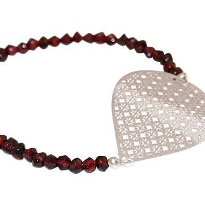 Gemshine Women's Bracelet: Yoga Mandala and Deep Red Garnet