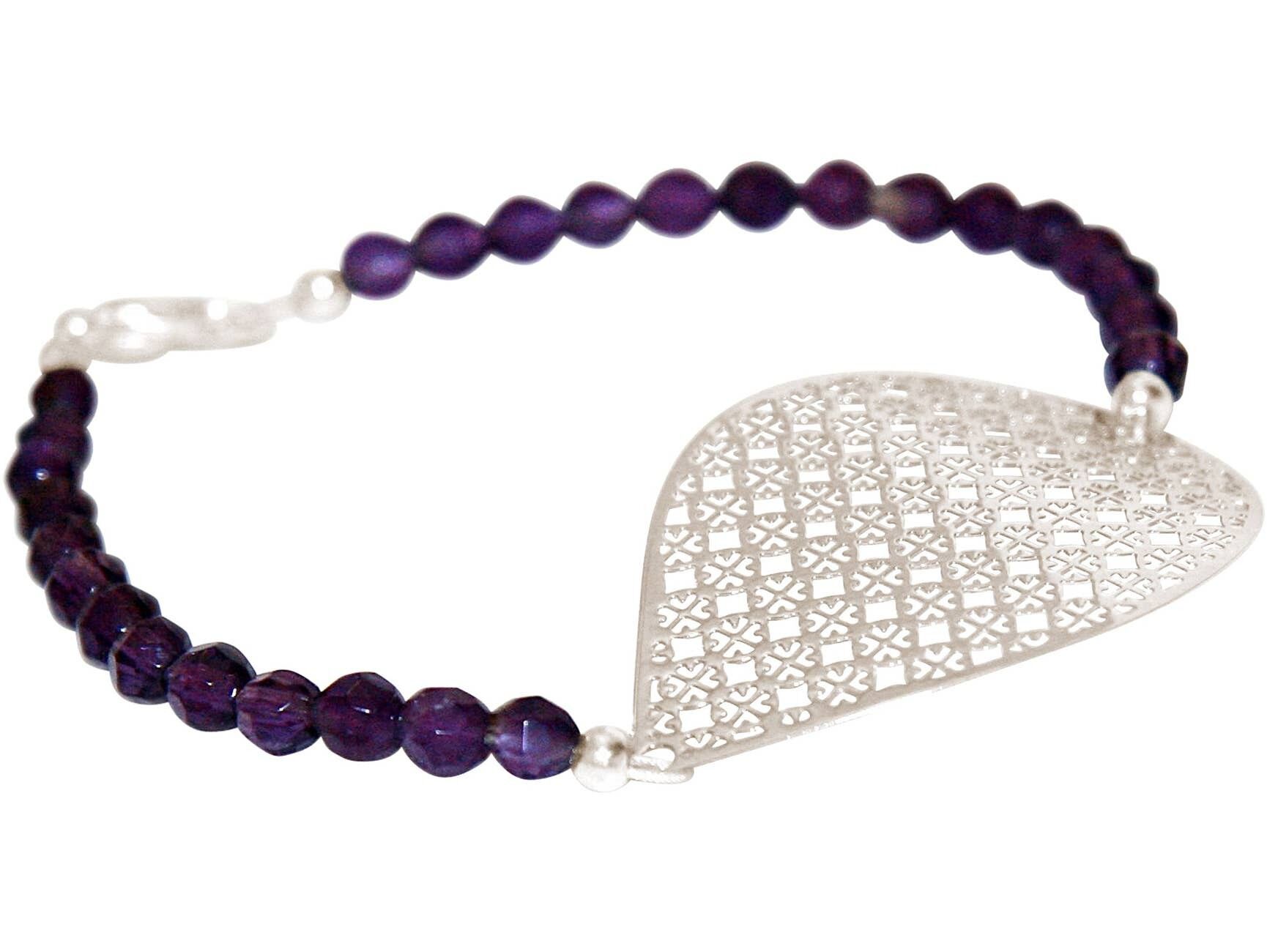 Gemshine Women's Bracelet: Yoga Mandala and Purple Amethysts