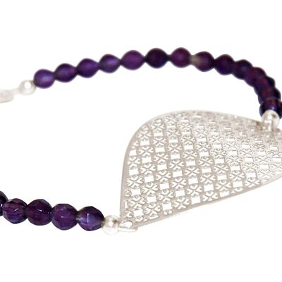 Gemshine Women's Bracelet: Yoga Mandala and Purple Amethysts