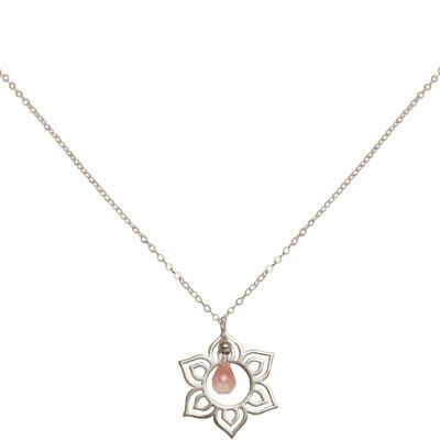 Gemshine women's necklace made of 925 silver with YOGA lotus flower