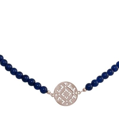 Collana girocollo Gemshine da donna: mandala yoga e giada blu