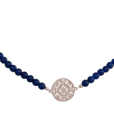 Women's Gemshine Choker Necklace: Yoga Mandala and Blue Jade