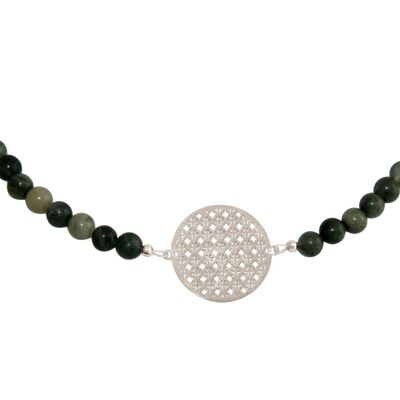 Collana girocollo Gemshine da donna: mandala yoga e giada verde