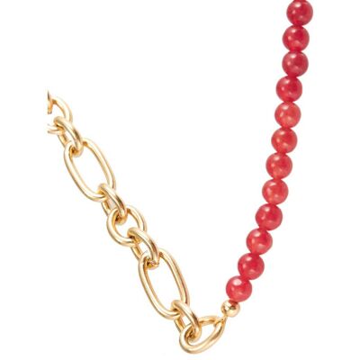 Collana da donna Gemshine Catena d'oro e gemme di giada rossa