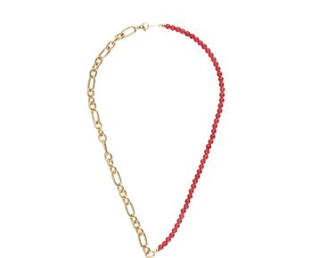 Collier Gemshine pour femme Chaîne en or et pierres précieuses de jade rouge 4