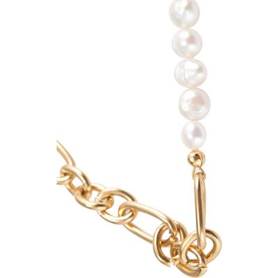 Gemshine women's necklace Gold chain and white cultured pearls
