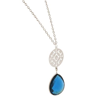 Gemshine ladies necklace with mandala and blue topaz gemstone
