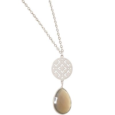 Gemshine women's necklace with mandala and gray agate